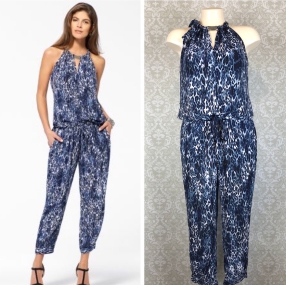 Cache blue animal print body suit